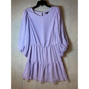 Sam and‎ Jess Lavender Mini Dress Large Puff Sleeve Chiffon Wedding Guest Dots